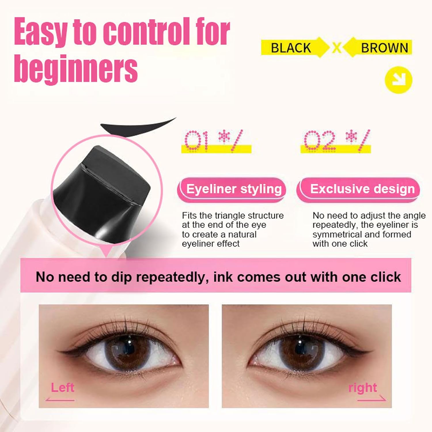 Eyeliner Stamp 2-în-1 – Linie Perfectă în Câteva Secunde, Fără Efort